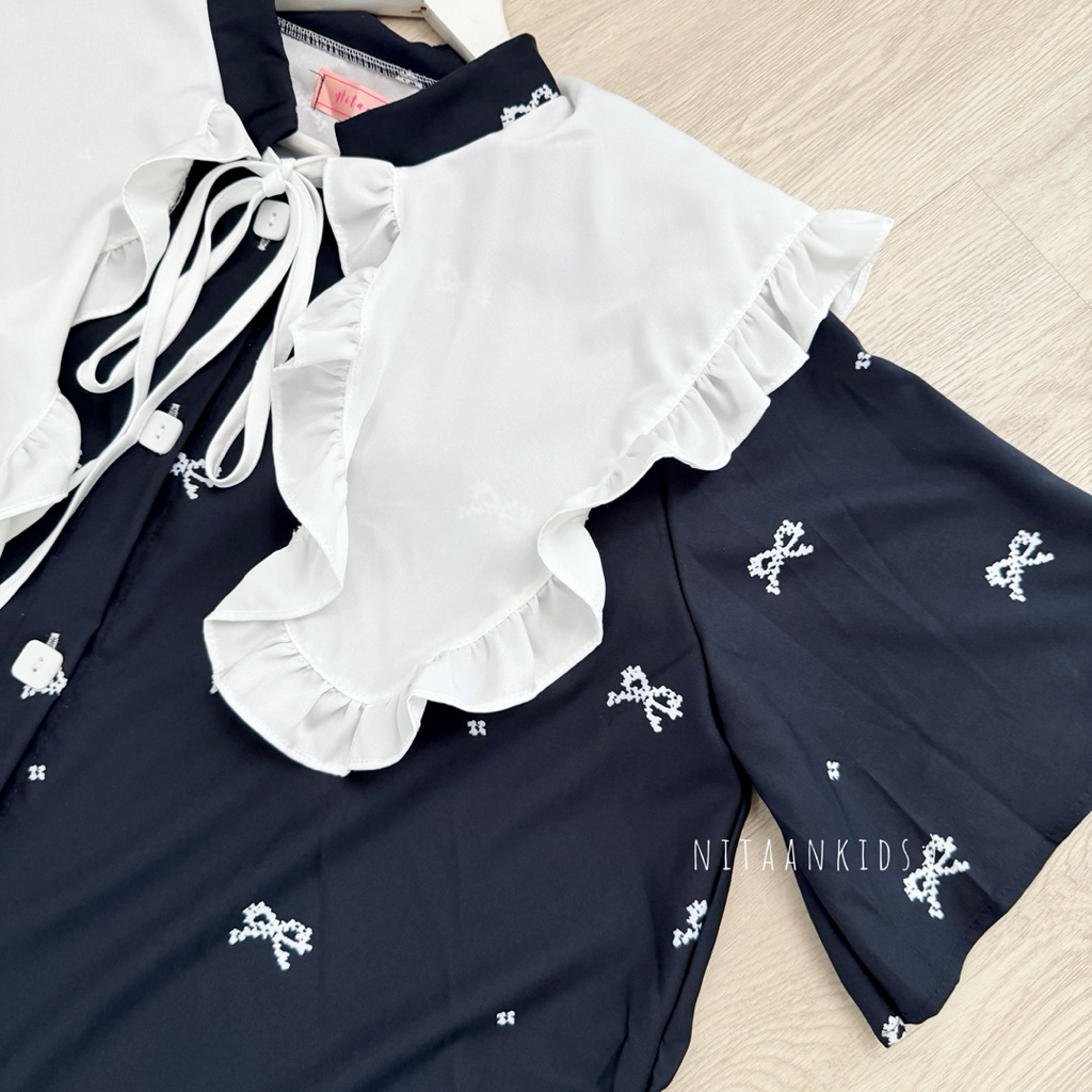 NITAANKIDS:) ชุดแม่ 1 ชุด ลาย BLACK BOW FAM SET รูปที่ 6