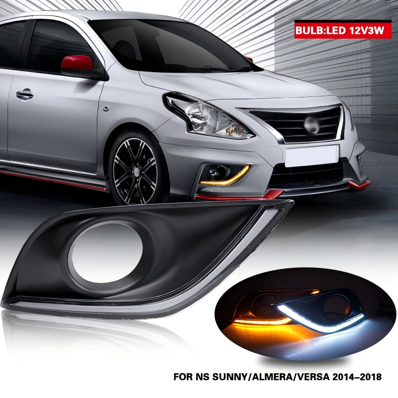 ไฟตัดหมอก Nissan Almera 2014 2015 2016 2017 2018 2019 LED DRL ครอบโคมหมอก พร้อมส่ง