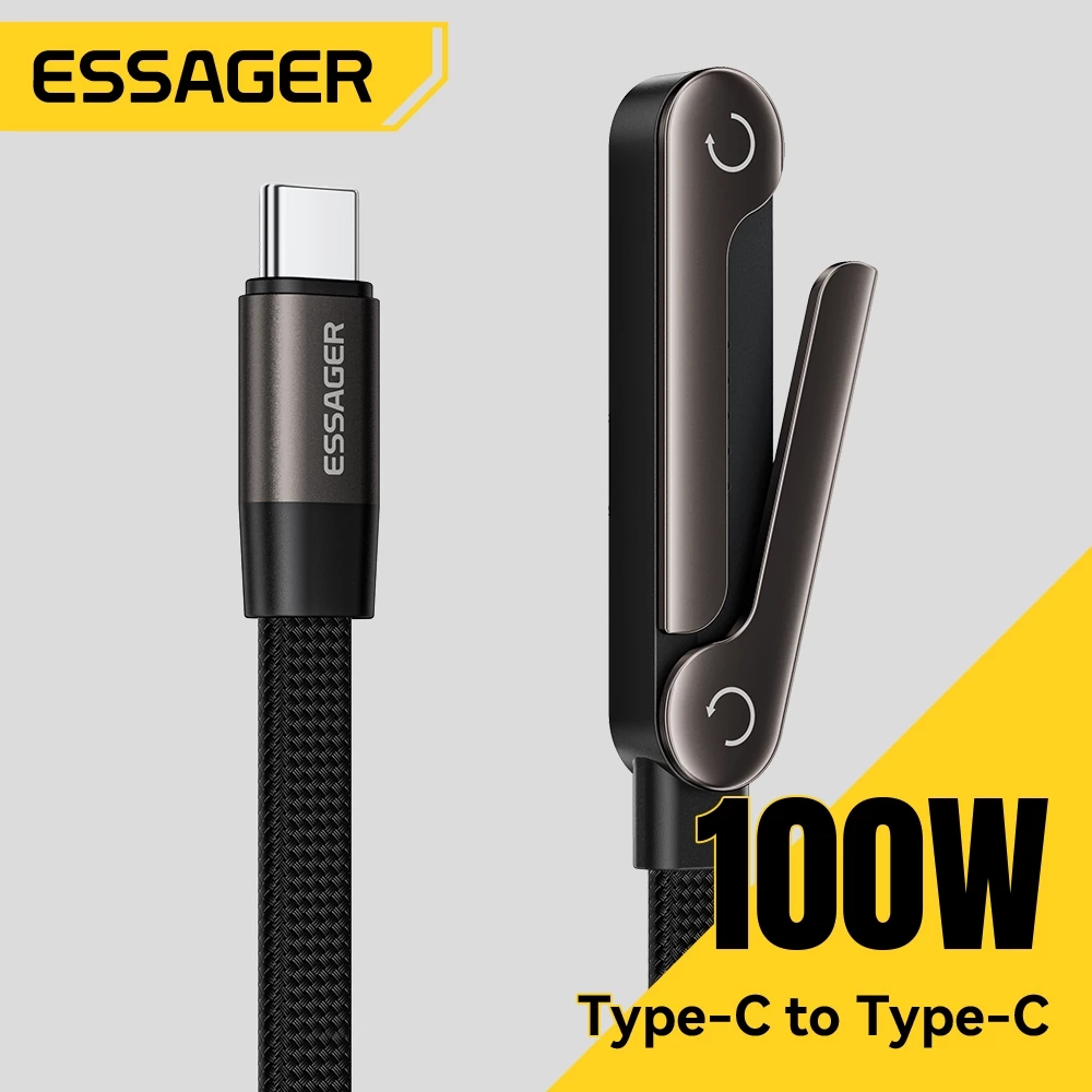 Essager Type-C ถึง Type-C 100W สายชาร์จข้อมูลเร็ว พร้อมฟังก์ชันขาตั้ง for ip