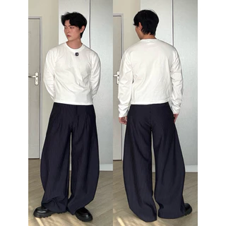 Pinstripe balloons กางเกงบอลลูนลายริ้วผ้าสแลค