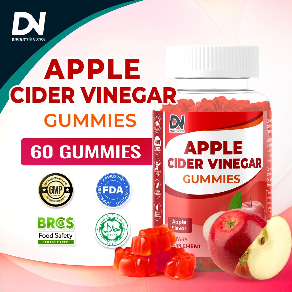 60 Apple Cider Vinegar ACV Gummies วิตามินรวม อาหารเสริม