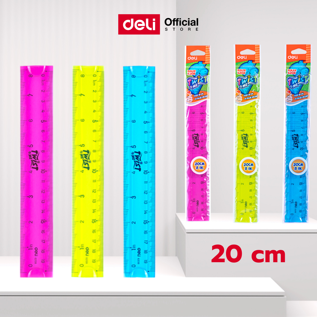 ไม้บรรทัดงอได้ 8 นิ้ว Deli 6208 นิ่ม ยืดหยุ่น ไม่หักง่าย สีสันสดใส เหมาะนักเรียน Soft Ruler