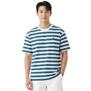 * One Price * PORTLAND เสื้อยืดผู้ชาย ลายริ้ม คอกลม สีเขียวเ…