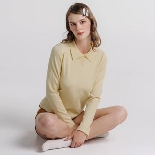 STAYSLAY.BKK | KNITE POLO LONG SLEEVE (เสื้อไหมพรมคอปกแขนยาวทรงสวย มีกระดุม)