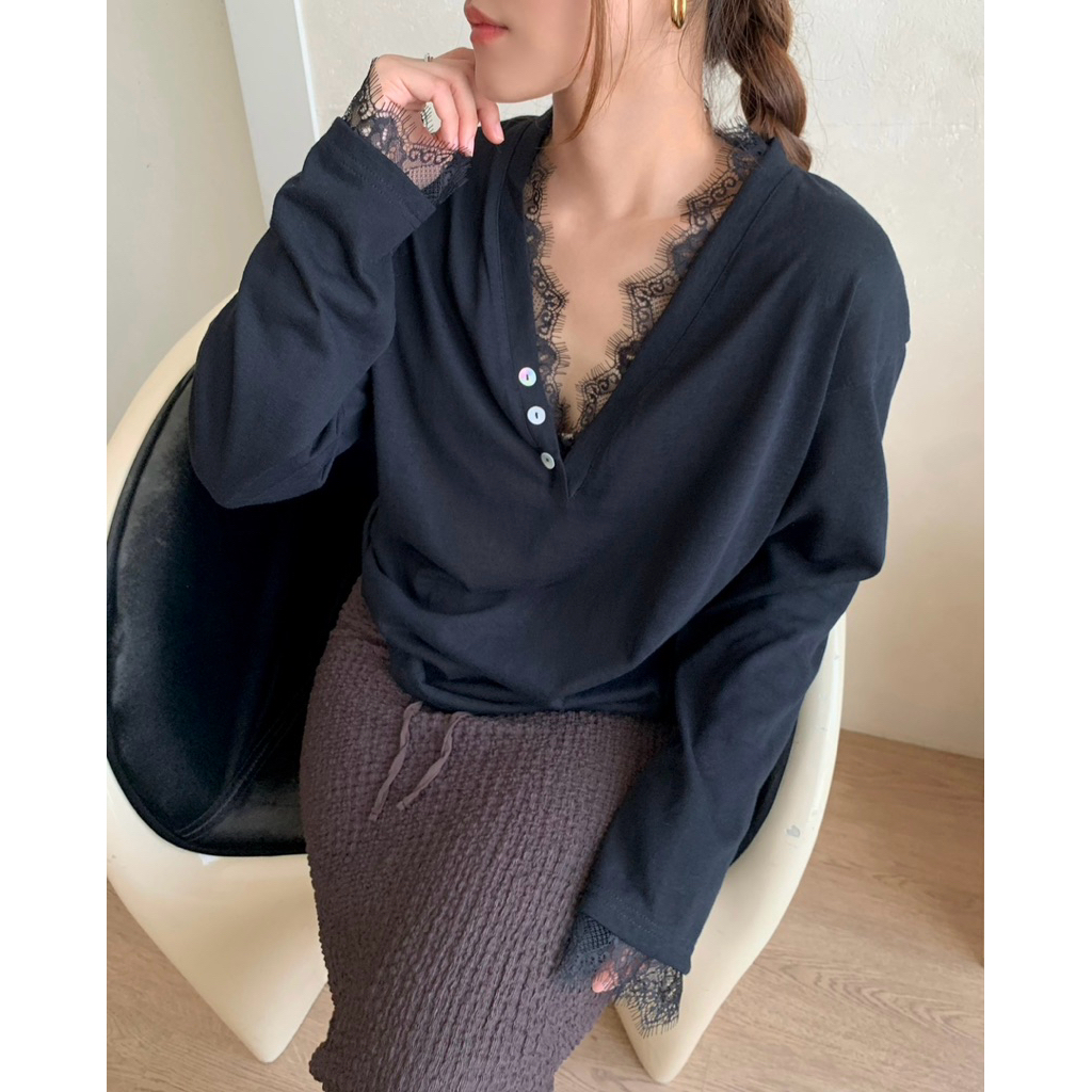Charlotte Irony | Lace Long Sleeve Blouse