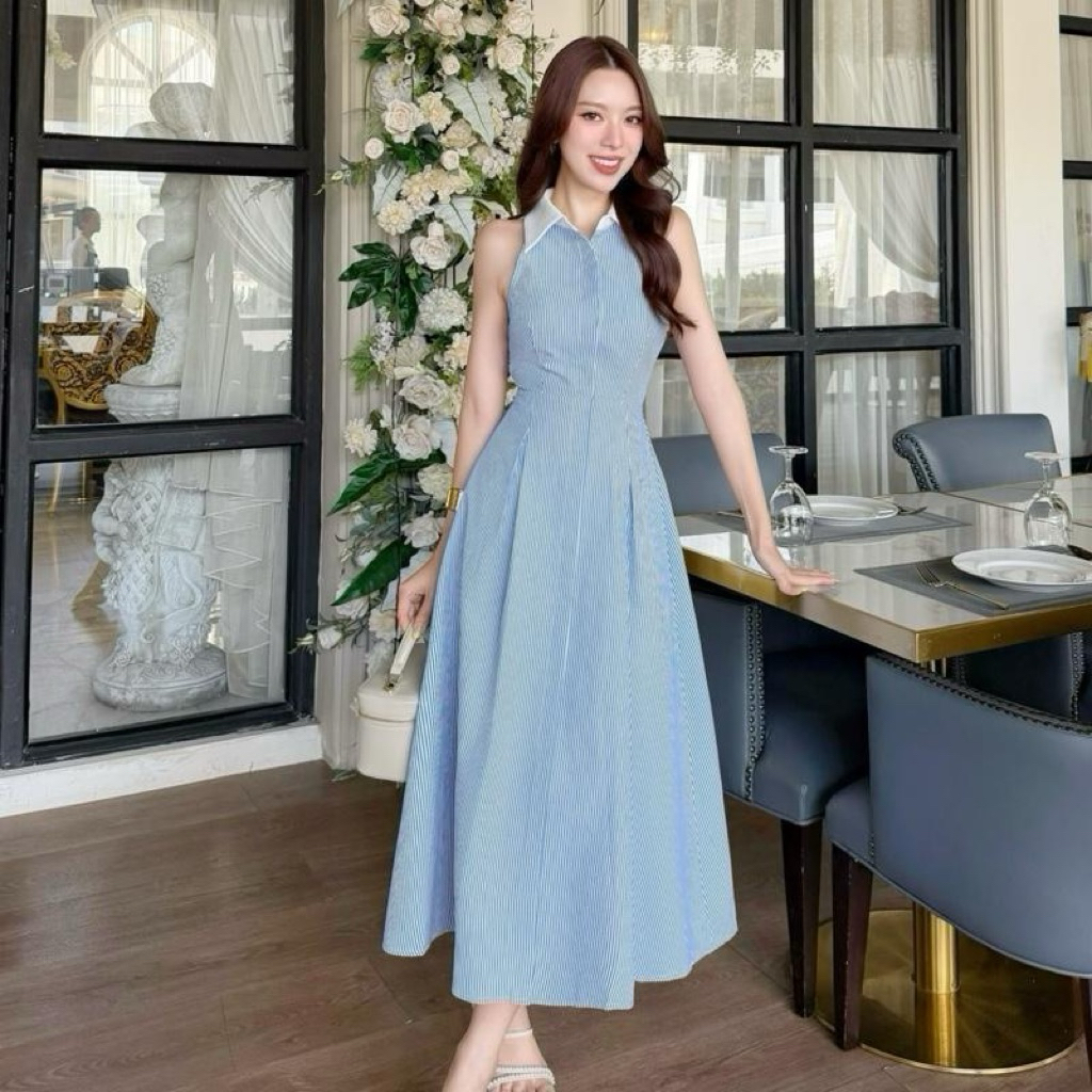 แมกซี่เดรสลายทางคอปก#ชุดแมกซี่ชุดใส่ไปคาเฟ่