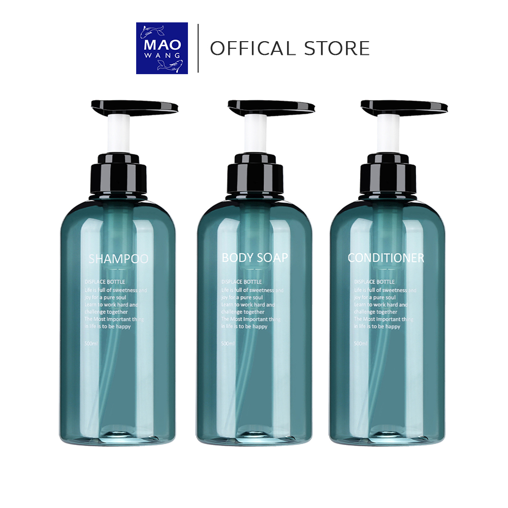 ขวดปั๊มสบู่เหลว ขนาด500ml ทรงสวย ใช้ซ้ำได้ เซ็ตขวดแชมพู 3ชิ้น สไตล์โรงแรม