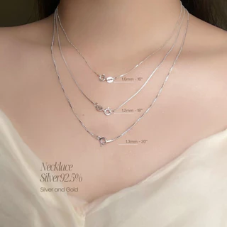 สร้อยคอเงินแท้92.5% ลาย Box อิตาลี ชุบทองคำขาว เส้นจิ๋ว ยาว 16-24 นิ้ว(สร้อยงานอิตาลี) : P0417