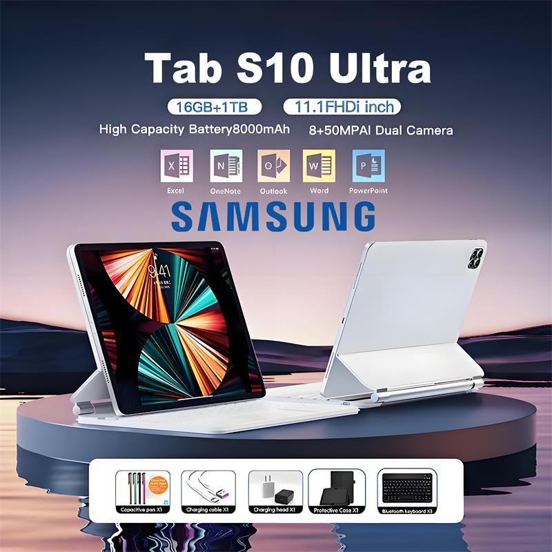 【𝑺𝒂𝒎𝒔𝒖𝒏𝒈】 แท็บเล็ต S10 Ultra 12+512GB ขนาด 11 นิ้ว พร้อมปากกาและคีย์บอร์ดสองซิม 5G รองรับทุกซิมการ์ด