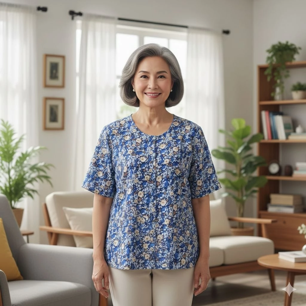 เสื้อคอกระเช้าลายดอก แขนสั้น Size M อก 40 ยาว 18 thumbnail 7