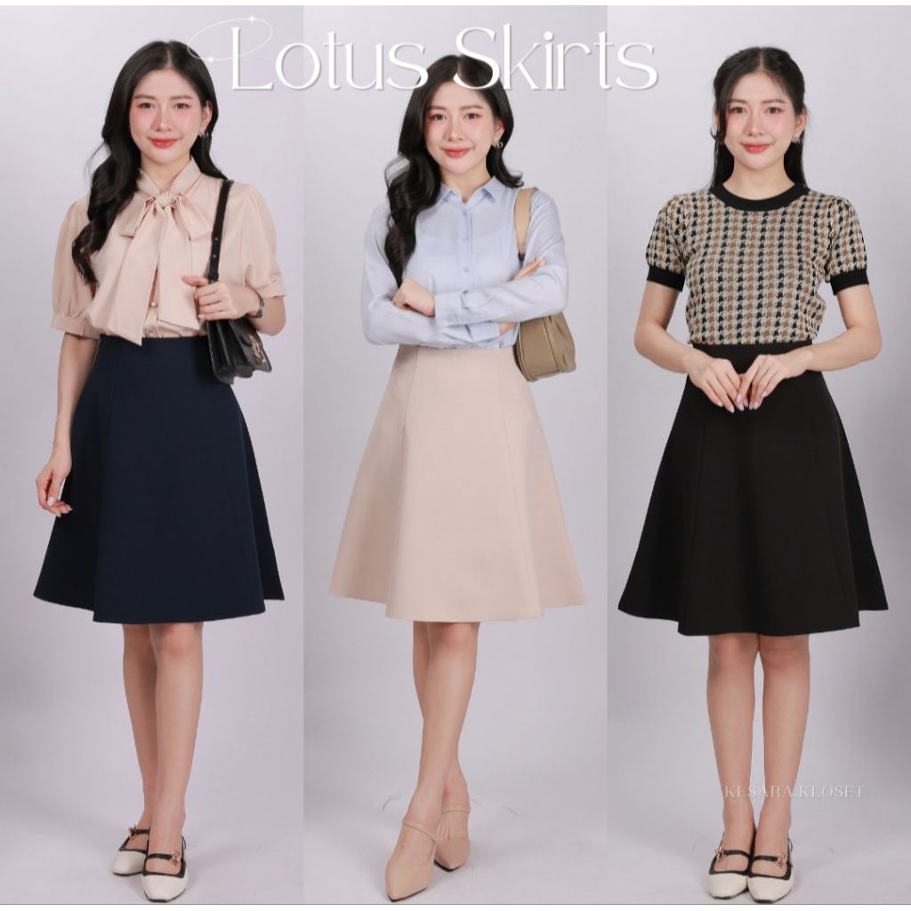 กระโปรงทำงานเอวสูง รุ่น 7 ชิ้น ยาว 22 นิ้ว เอวสูง พรางหุ่น