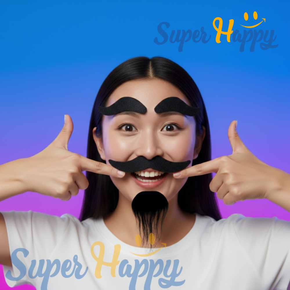 ชุดหนวดปลอม คิ้วปลอม เคราปลอม แบบติดกาว | หนวดปลอมคอสเพลย์ หนวดจีน หนวดผู้ใหญ่ หนวดตลก