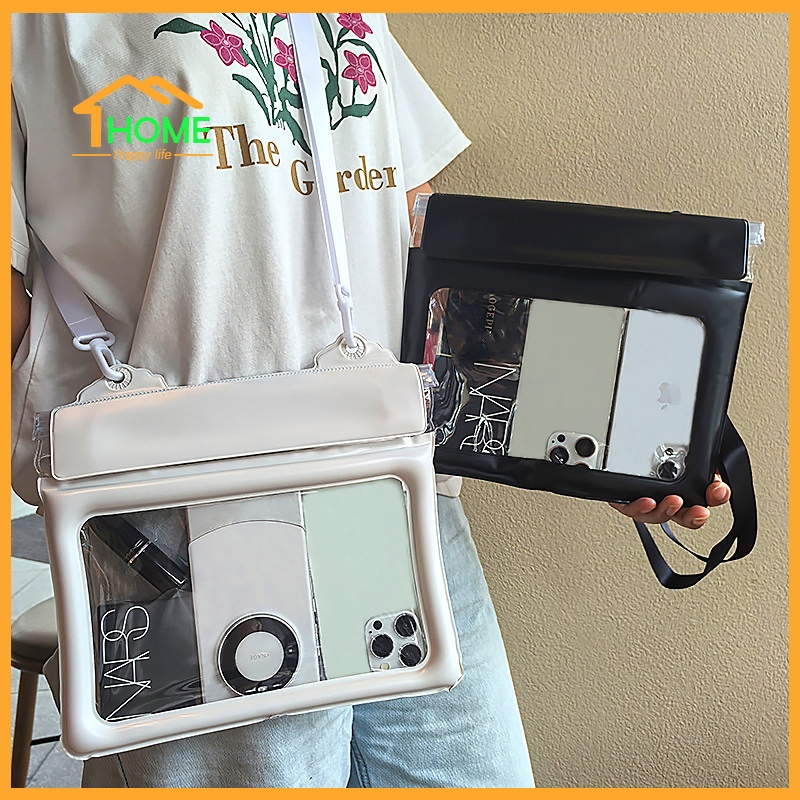 Happylife กระเป๋ากันน้ำ PVC แบบสะพายข้าง ซีล 3ชั้น กันน้ำ ลอยน้ำได้ ใส่มือถือ เครื่องสำอาง เหมาะสำหรับทุกเพศ