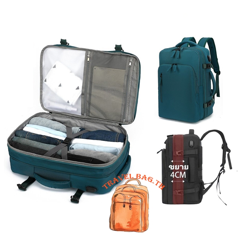 กระเป๋าเป้เดินทางแบบยูนิเซ็กส์ กระเป๋าเป้ขนาดพกพา กันน้ำ ขยายได้ ใส่โน๊ตบุ๊คได้ 16 นิ้ว