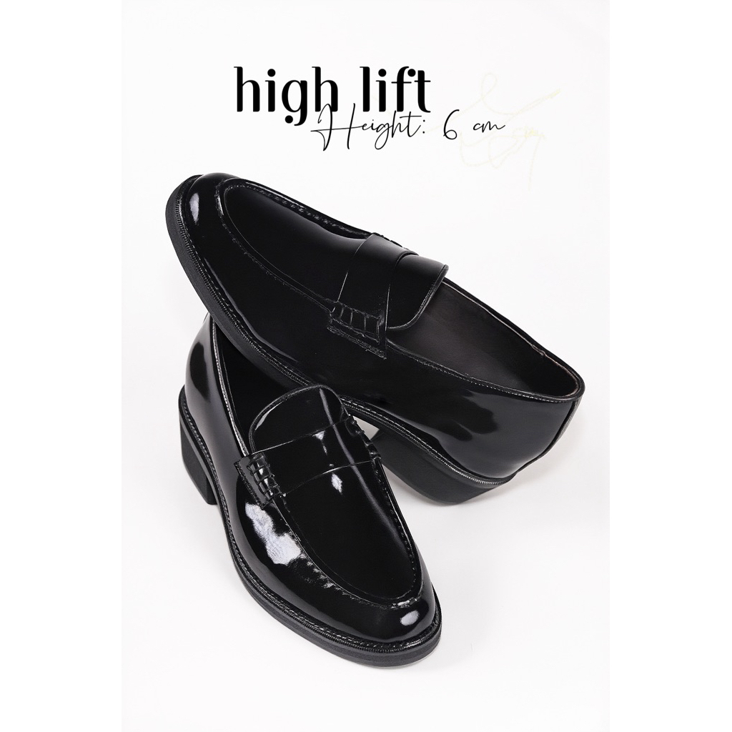 penny loafer | รองเท้าหนังชายเสริมส้น 6CM หนังเงา | รุ่น High Lift