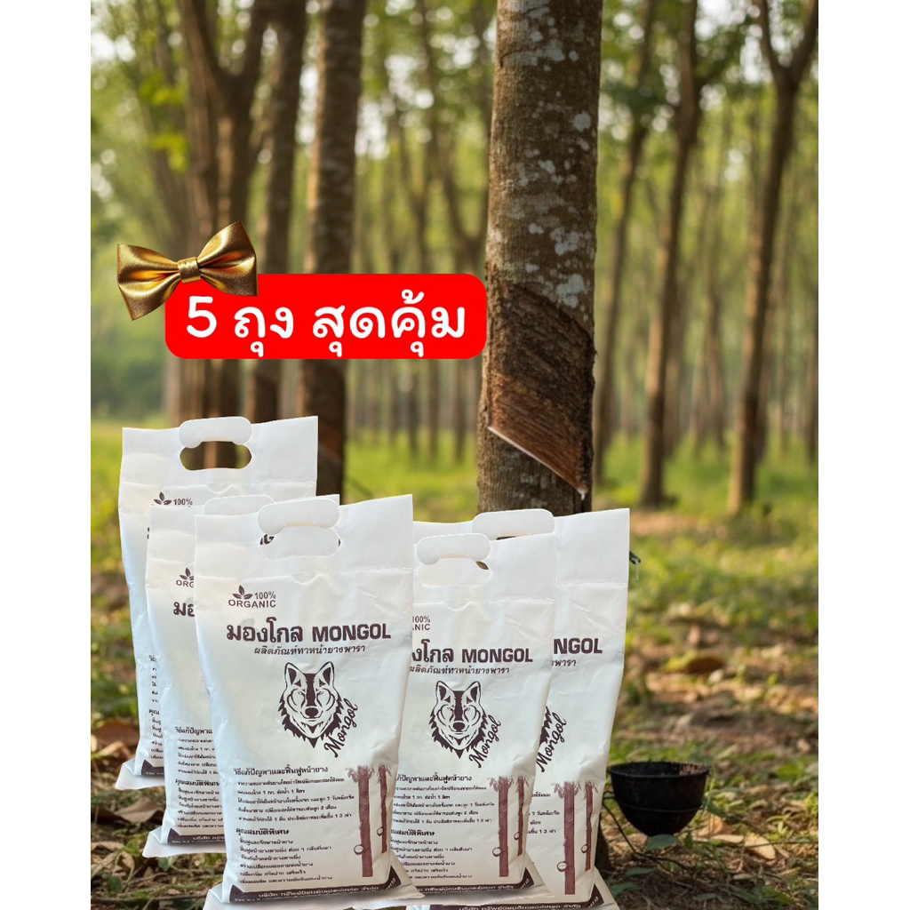 มองโกล(ชุด5ถุง)ผลิตภัณฑ์บำรุงหน้ายางพารา มองโกล ฟื้นฟูหน้ายางตายนิ่ม