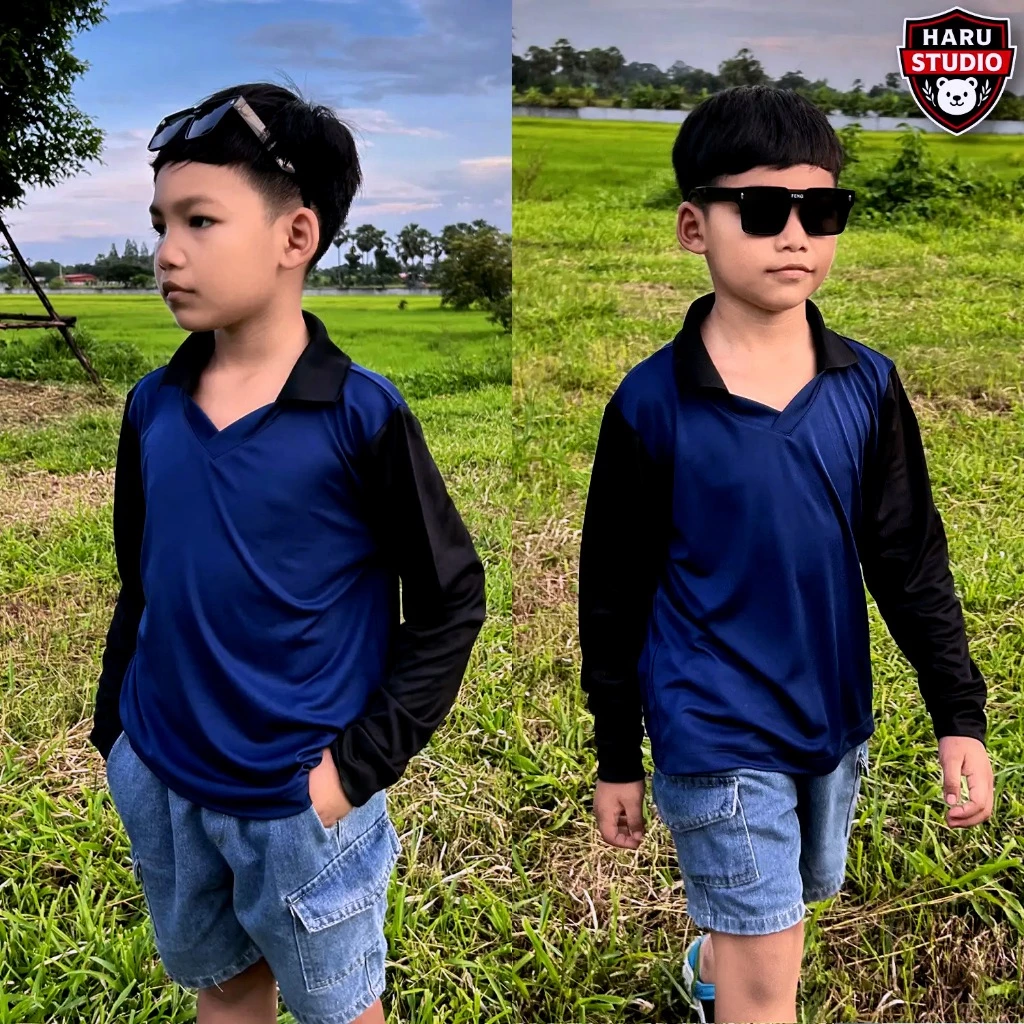 เสื้อปุ๋ยเด็ก แขนยาว คอปก แบรนด์ฮารุ ใส่ทำกิจกรรม ทำคอนเท้นท์ ไม่ซ้ำใคร กันร้อนกันแดด [ ส่งฟรี | จากโรงงานไทย ] thumbnail 7