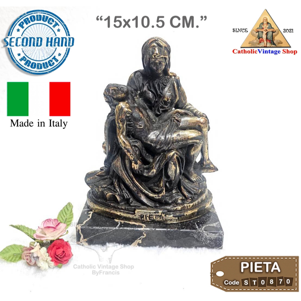 รูปปั้น ปีเอตะ PIETA พระเยซู พระแม่มารีย์ งานเก่ามือสอง Catholic Statue Figurine religion #ST0870