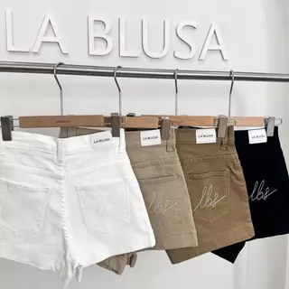 LA BLUSA - LBS366 : กางเกงขาสั้น “ ทรงบาร์บี้ ” ผ้ายีนส์ยืด