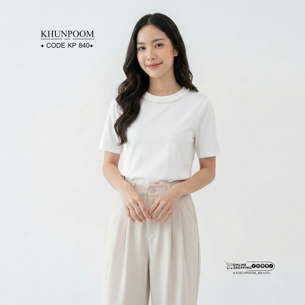 KP 840 เสื้อคอตต้อนคอมุก เนื้อผ้ายืดนุ่มเด้ง  ใส่ได้ทุกวัน ดีเทลน่ารัก คุณหนูสุดๆ✨