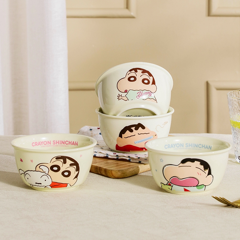 Crayon Shinchan ชามข้าว 4.7 นิ้ว 400ml | ชามเซรามิคสีครีม ลายน่ารัก 4 ลายให้เลือก ใช้ได้ทุกวัน