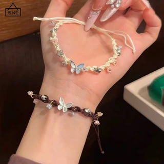 COD❤️สร้อยข้อมือเชือกถักผีเสื้อหวานปรับได้ระดับไฮเอนด์เครื่องประดับแฟชั่นสำหรับคู่รักของขวัญ-a.one