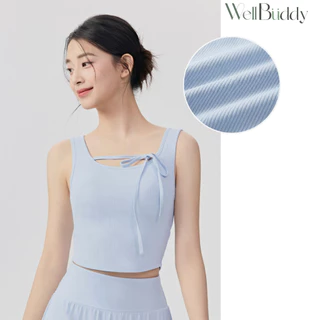 [New in] WellBuddy สปอร์ตบราแขนกุด ผ้าร่อง เสื้อโยคะ เสื้อออกกำลังกายแขนกุด เสื้อพิลาทิส (Bloom Ribbon Tank)