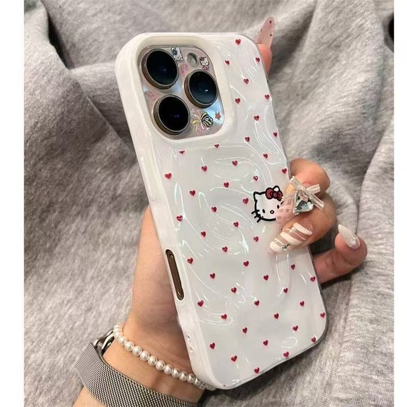🔥【HelloKitty CASE】 เคสไอโฟน iPhone 17/16/15/14/13/12/11 Pro Max Plus ✨ ลายจุดแดง + หัวHelloKitty คิวต์ 🐰
