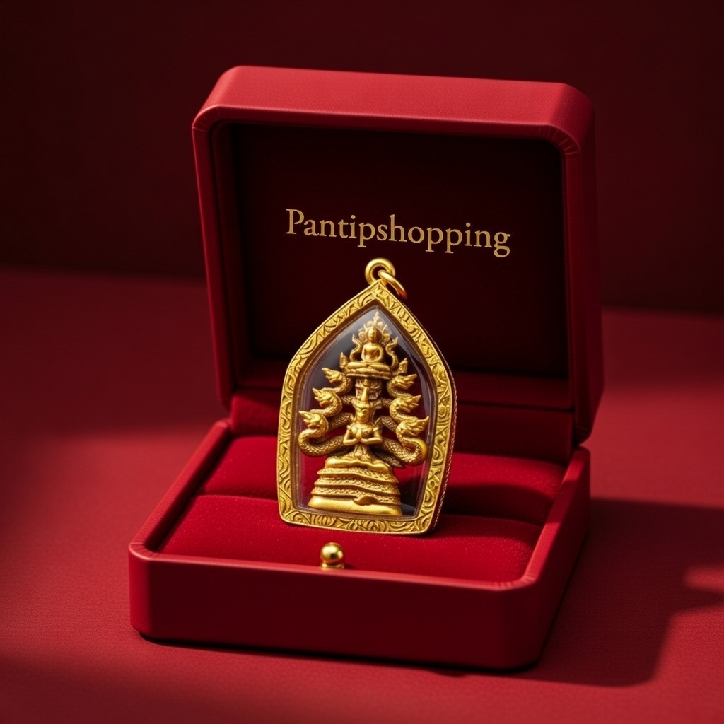 จี้ พระนาคปรก ด้านบนมีพระสดุ้งมาร กรอบทองไมครอน กันน้ำ ท้าววิรูปักษ์  ทองเหลือง พญาอนันตนาคราช