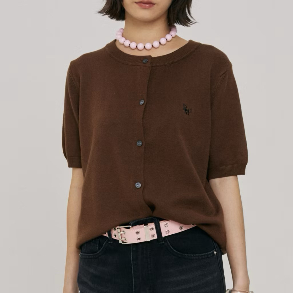 Size M อก40-46 ❤️ (สีน้ำตาล) Beming Mini Ver.3 Knit  คาร์ดิแกนแขนสั้นผ้านุ่ม ใส่สบาย