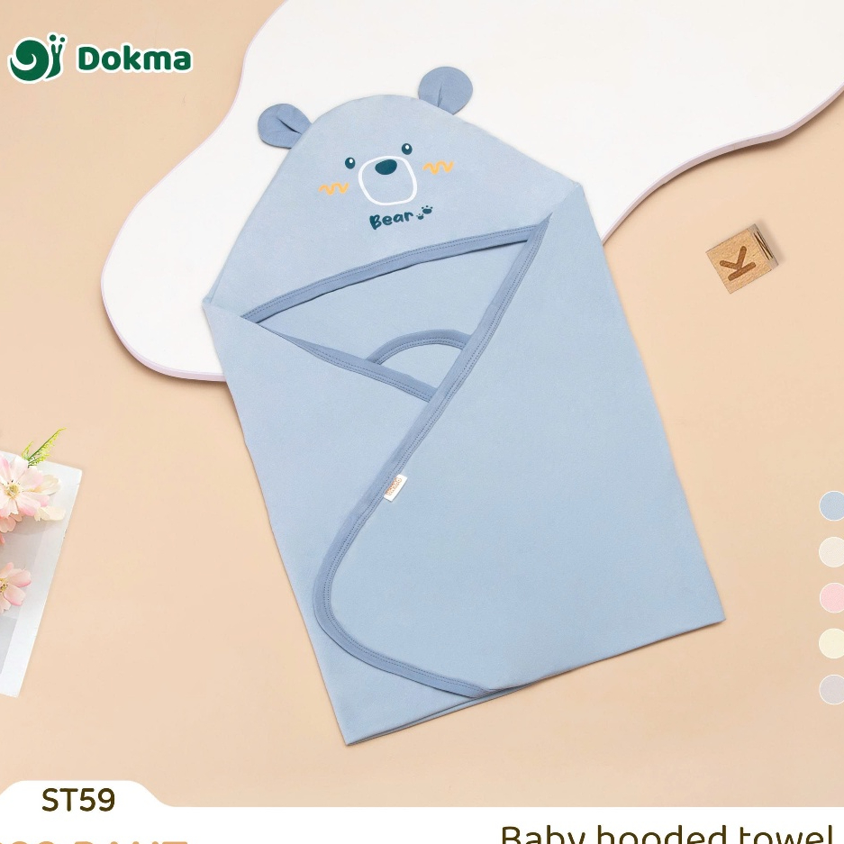 Dokma ST59 ผ้าห่อตัว ผ้าเช็ดตัวมีฮู๊ดสำหรับเด็ก ผ้าคอตตอน (29 inch x 31 inch)