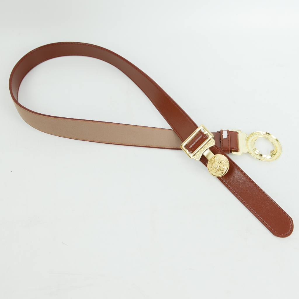 เข็มขัดนักเรียนชาย Super Jack หัวเหลี่ยม/หัวเสือลูกเสือ สายหนัง PVC หัวเข็มขัดทำจากโลหะชุบสีทองเหลืองอร่าม ไม่ลอกดำง่าย