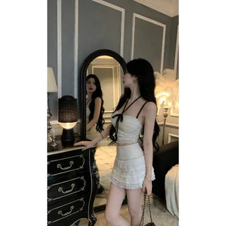 อารมณ์หวานร้อนแรงสาวกระโปรงสั้นจีบลูกไม้หญิงฤดูร้อนออกแบบเพรียวบางพร้อมกางเกงนิรภัยเข้าชุดกระโปรงทรงเอ