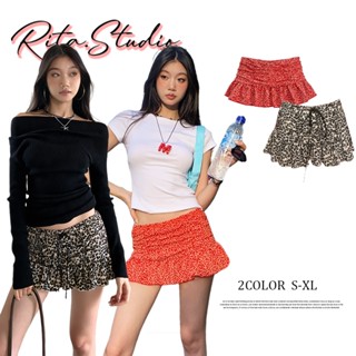Rita พร้อมส่ง🐆กระโปรงสั้น❣️ลายเสือดาว มีซับใน กระโปรงมินิ Sk…