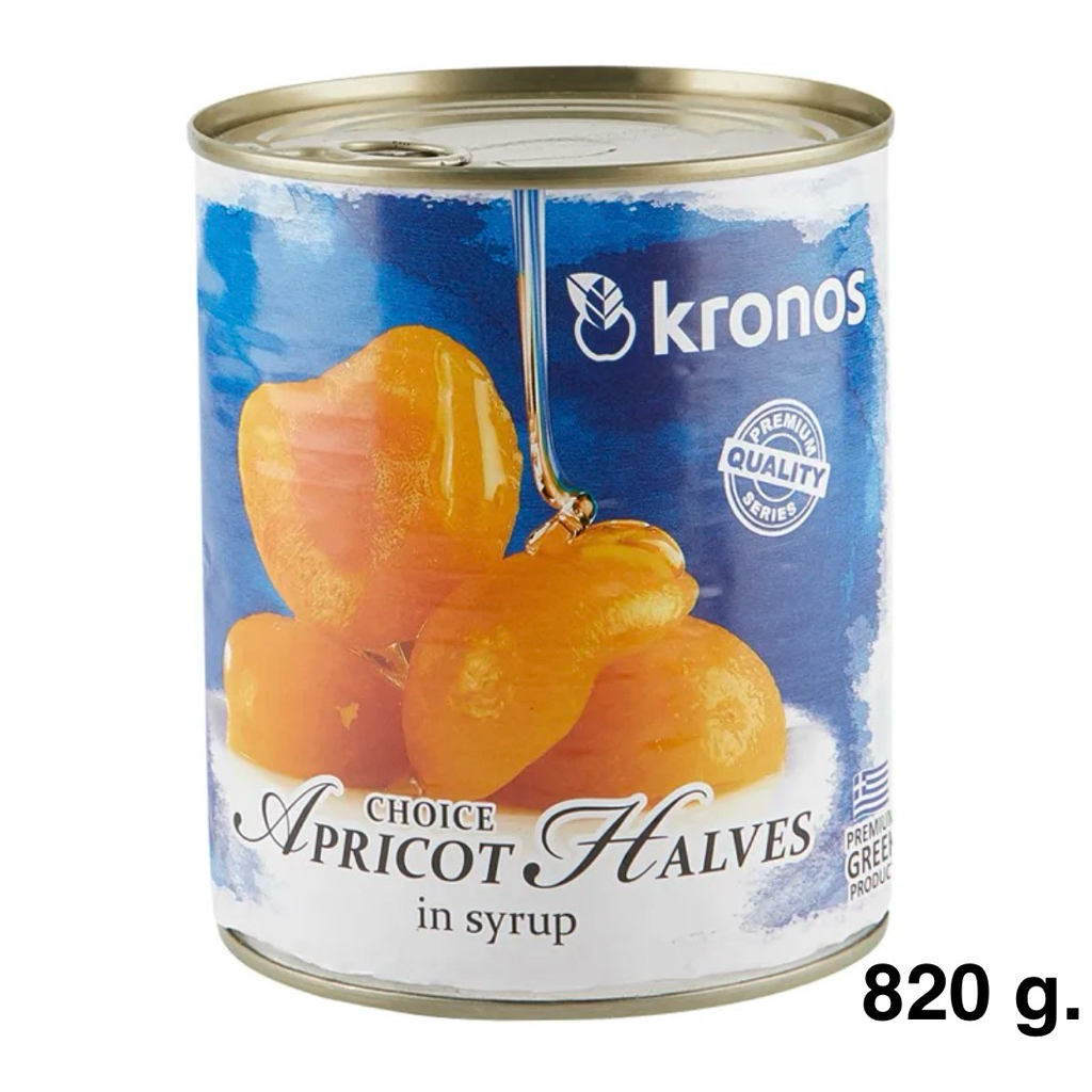 Kronos Apricot Halves in Syrup 820g/Kronos Yellow Cling Peach Halves in Syrup 820g แอปริคอต พีชครึ่ง