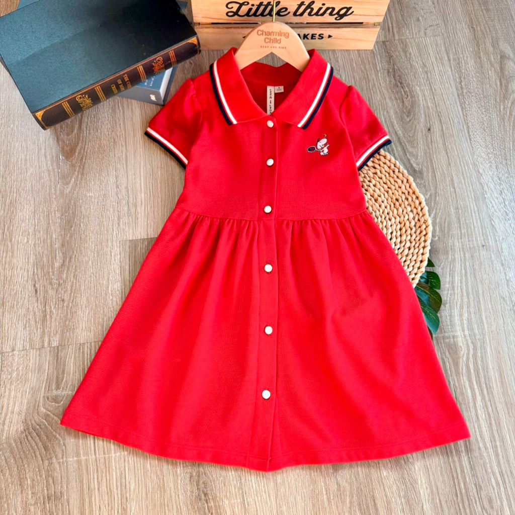 ✅ New Arrivals ✅ Snoopy💕 x Janie and jack เดรสสีแดง ทรงปกโปโลแต่งแทบสี