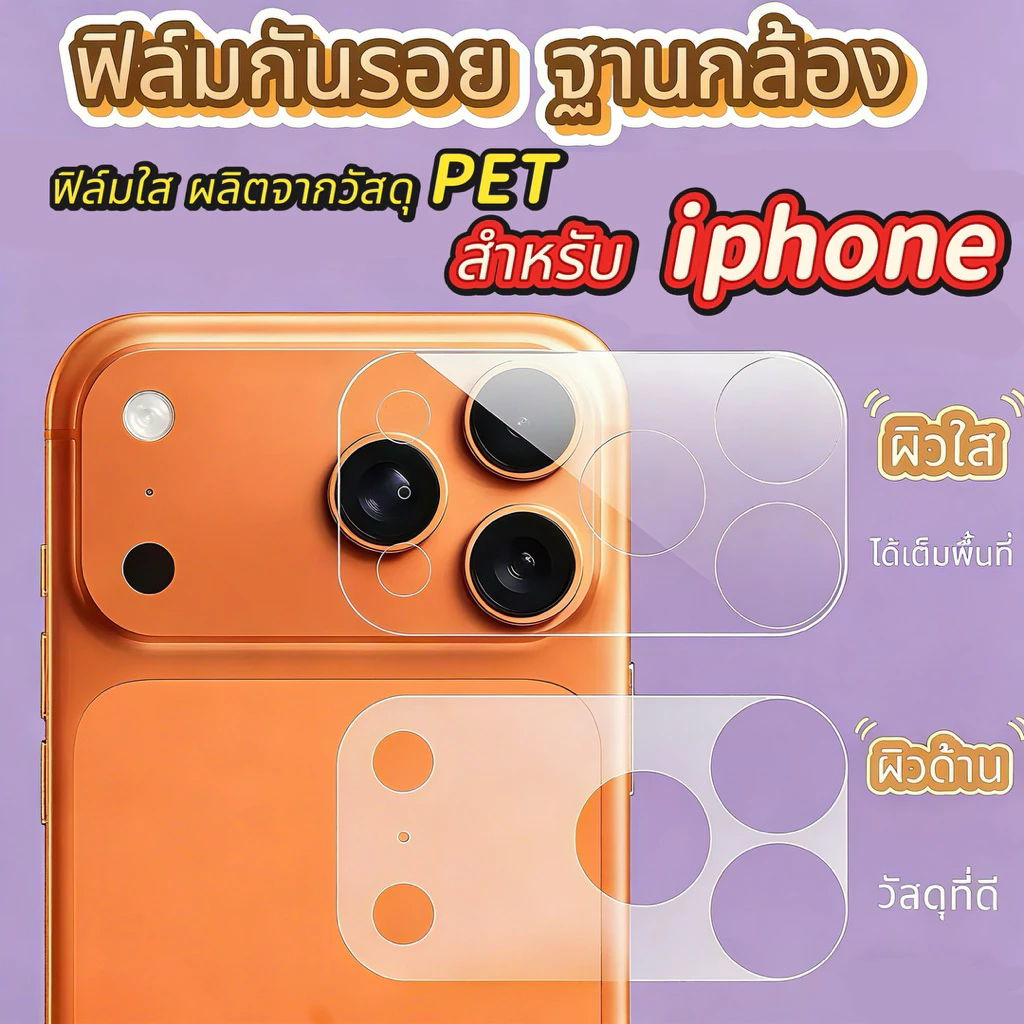 TPE ฟิล์มกันรอย ฐานกล้อง For iPhone 17promax 17pro 17 air ใส / ด้าน Cemera Lens Protection