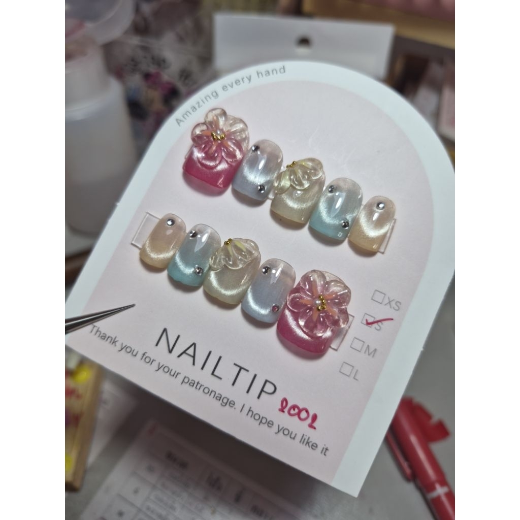 เล็บเจลสำเร็จรูป✨️สั้นกุด✨️ แถมฟรีอุปกรณ์ติดเล็บ (สินค้าถ่ายจากงานจริง)
