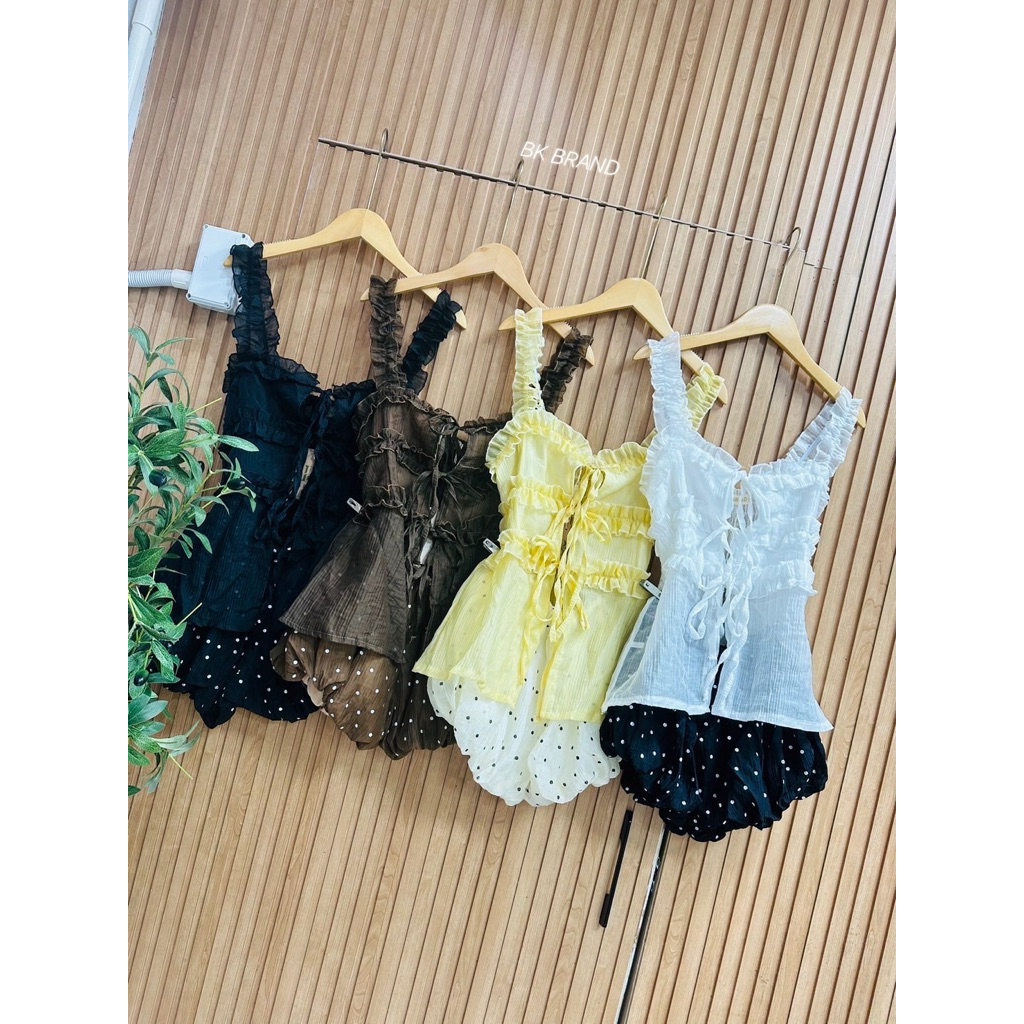 🧸เซต 2 ชิ้นแต่งระบายกางเกงบอลลูน🧸  🏷️BK BRAND    🌷✨เซ็ต2ชิ้นแต่งระบายเสื้อแหวกหน้าผูกโบว์สม็อคหลัง - รูปที่ 7