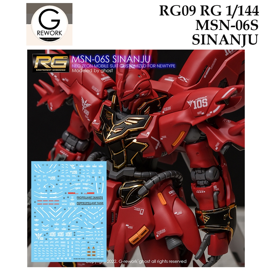 [ G Rework ] RG09 RG 1/144 MSN-06S SINANJU GUNDAM WATER SLIDE DECAL[69]