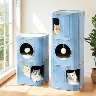 บ้านแมว คอนโดแมว ใหญ่ 2-3 ชั้น ทรงกระบอก ที่ฝนเล็บแมว บ้านลับเล็บแมว กล่องแมว แมว ของเล่นแมว บ้านแมวแครอท ที่นอนแมว