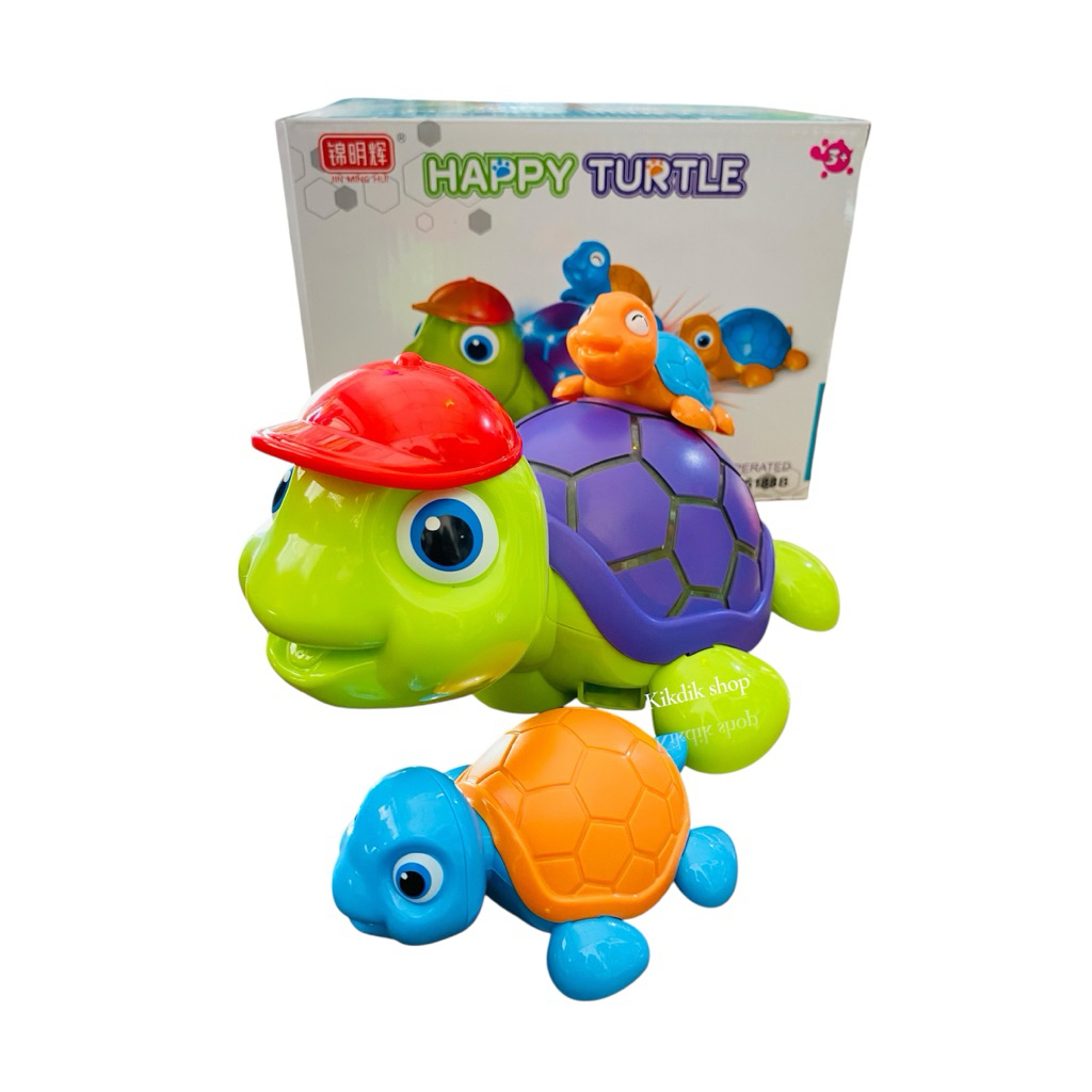 เต่าน้อยใส่ถ่าน มีเสียงเพลง มีไฟ วิ่งชนถอย Happy turtle เต่าชนถอย