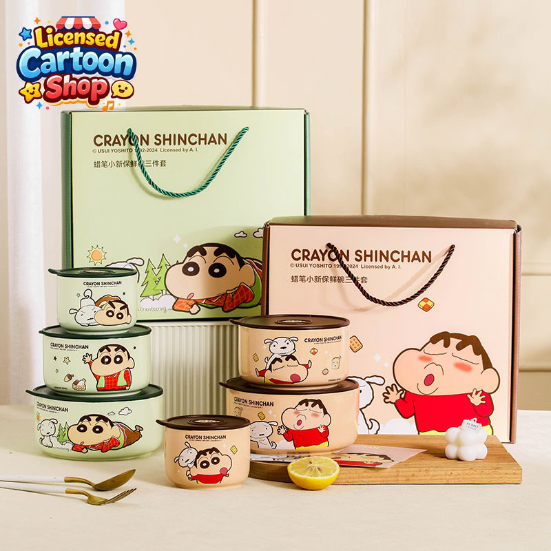 【ของแท้】Shinchan ชินจัง ชามเก็บอาหาร 4/5/6 นิ้ว 3 ใบ ลายน่ารัก เซ็ตของขวัญ ใช้ประจำวัน ส่งฟรี
