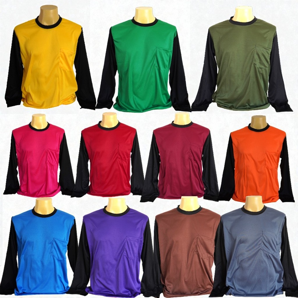 เสื้อคนงานคอกลมแขนดำ Suncolor ผ้าไมโครโพลีเอสเตอร์ ทนทาน ใส่สบาย