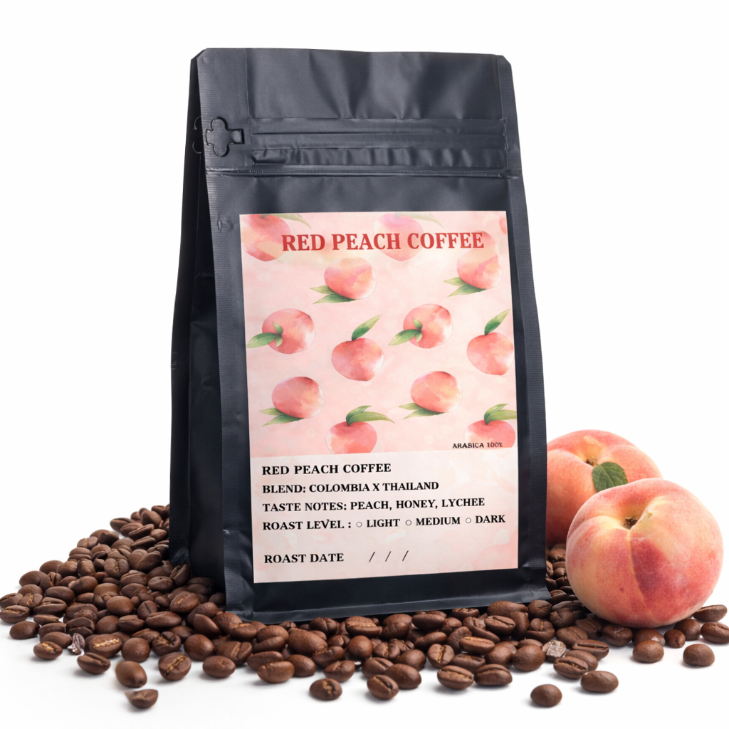 เมล็ดกาแฟ Red peach coffee เมล็ดกาเเฟกลิ่นพีช คัดสวยๆ