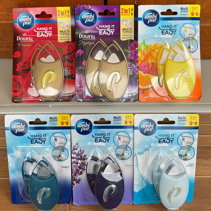 แพคคุ้มได้ 2 ชิ้น ambipur Hang it easy น้ำหอมปรับอากาศสำหรับพื้นที่ขนาดเล็กอเนกประสงค์