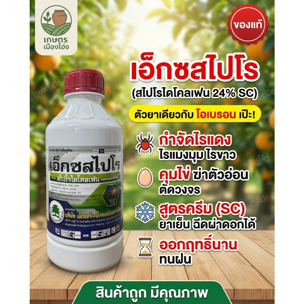 เอ็กซสไปโร 1ลิตร สไปโรไดโคลเฟน สารกำจัด ไรแดง ไรขาว ไรแมลงมุม อีเรบัส สไปรอน กลุ่มเดียวกับ โอเบรอน