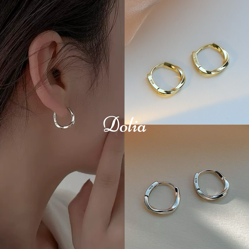 DOLIA [พร้อมส่งจากไทย] ต่างหูห่วงเงินแท้ S925 ต่างหูบิดทรงเบิดกลียว ต่างหูสไตล์เกาหลี ราคาต่อ 1 คู่ A18