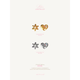 nice try studio - Lilies Love Stud ต่างหูหัวใจและดอกไม้ กันน้ำ กันเหงื่อ ไม่ลอก ไม่ดำ