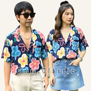 เสื้อฮาวายผ้านิ่ม(สปันเรยอน)ลายเดซี่กรม